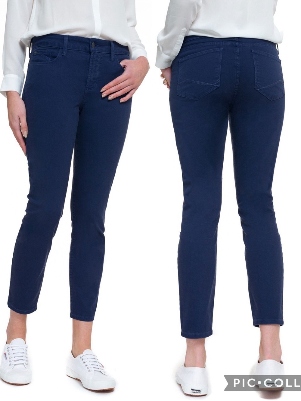 NYDJ Clarissa Ankle Slim Crop Jeans in Navy Blue size 8